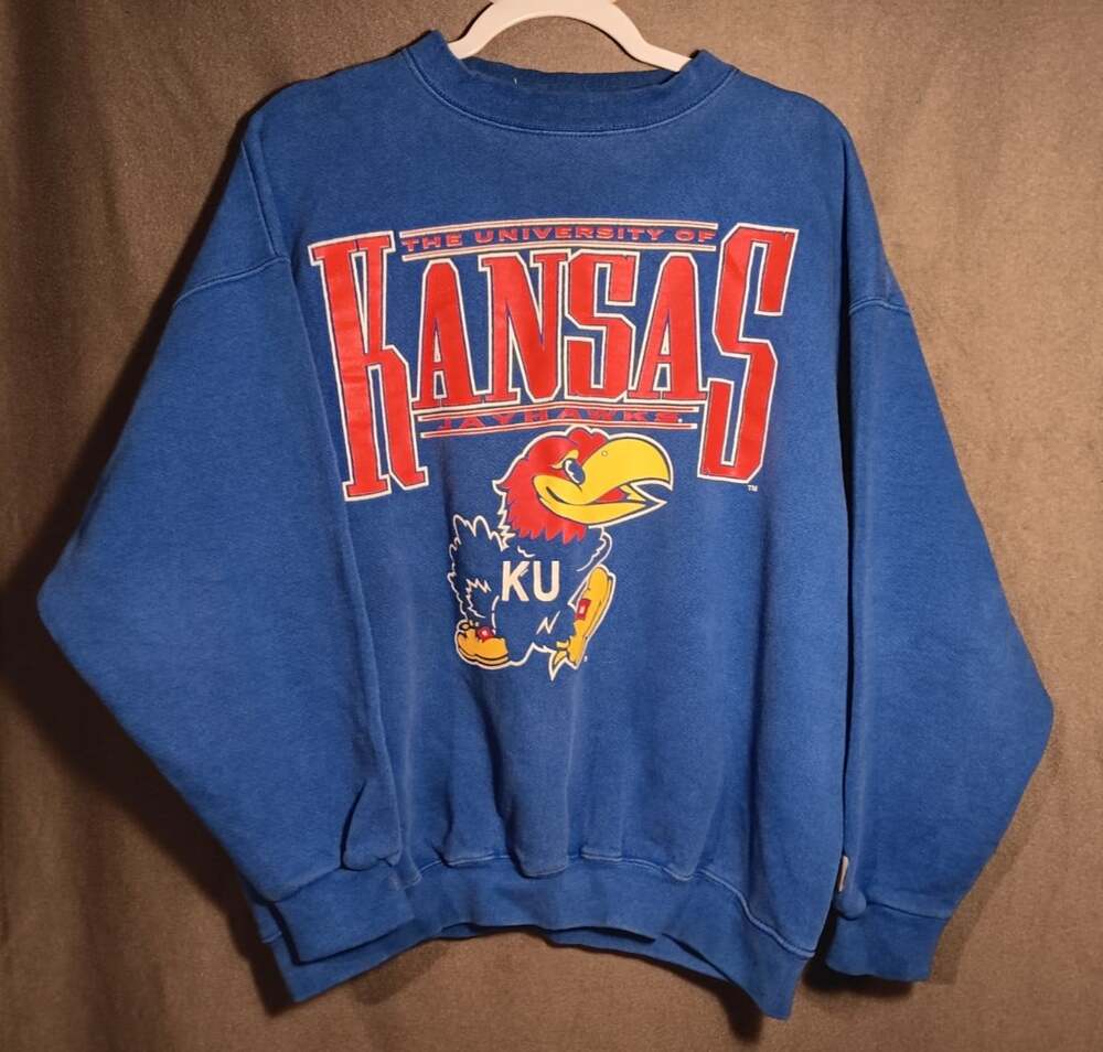 VTG Kansas University KU Jayhawks Blue Crewneck Sweatshirt Large LogoAthletic
